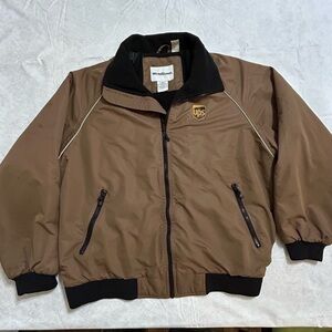 UPS Delivery Full Zip Jacket Coat L Employee Uniform Fleece-Lined Warm